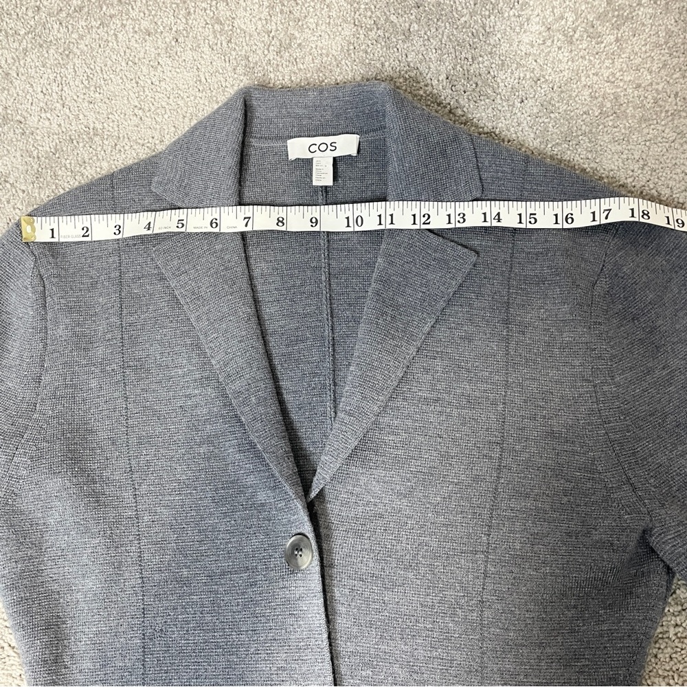 COS Women's Gray Knitted Waisted Blazer 100% Wool Size Small - Picture 13 of 14